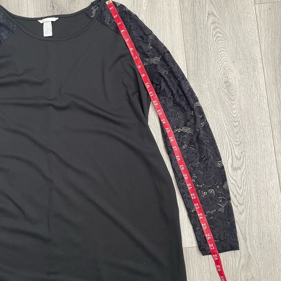 H&M • Black Lace Sheer Long Sleeves Zippered Back Keyhole Midi Evening Dress - Picture 12 of 13
